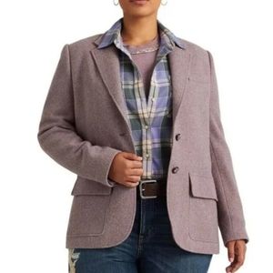 💚2xHP💚NWT Lauren Ralph Lauren Light Purple Herringbone Blazer Jacket Plus 22W